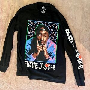 Poetic Justice Black Long Sleeve Tee Med Tupac